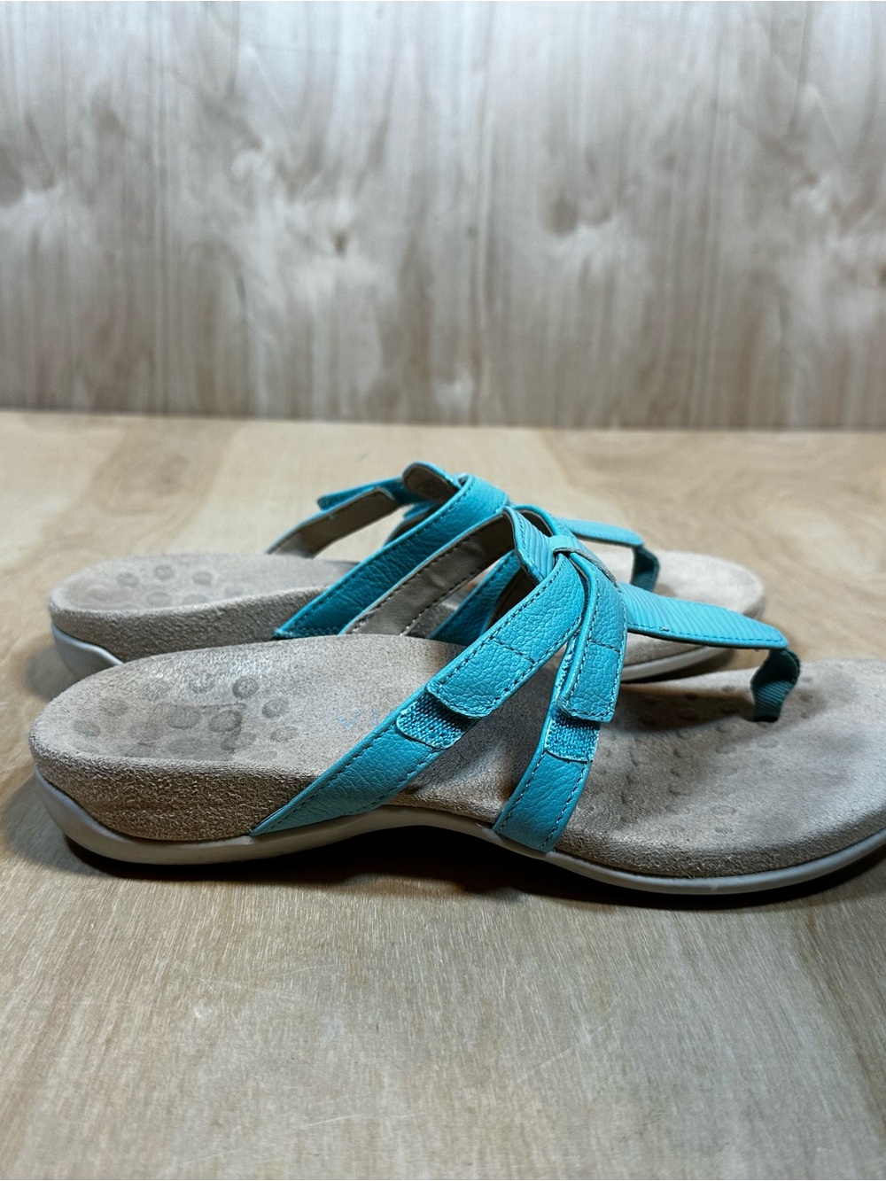 Vionic Teal Blue Crisscross Toe-Post Sandals - Picture 3 of 9